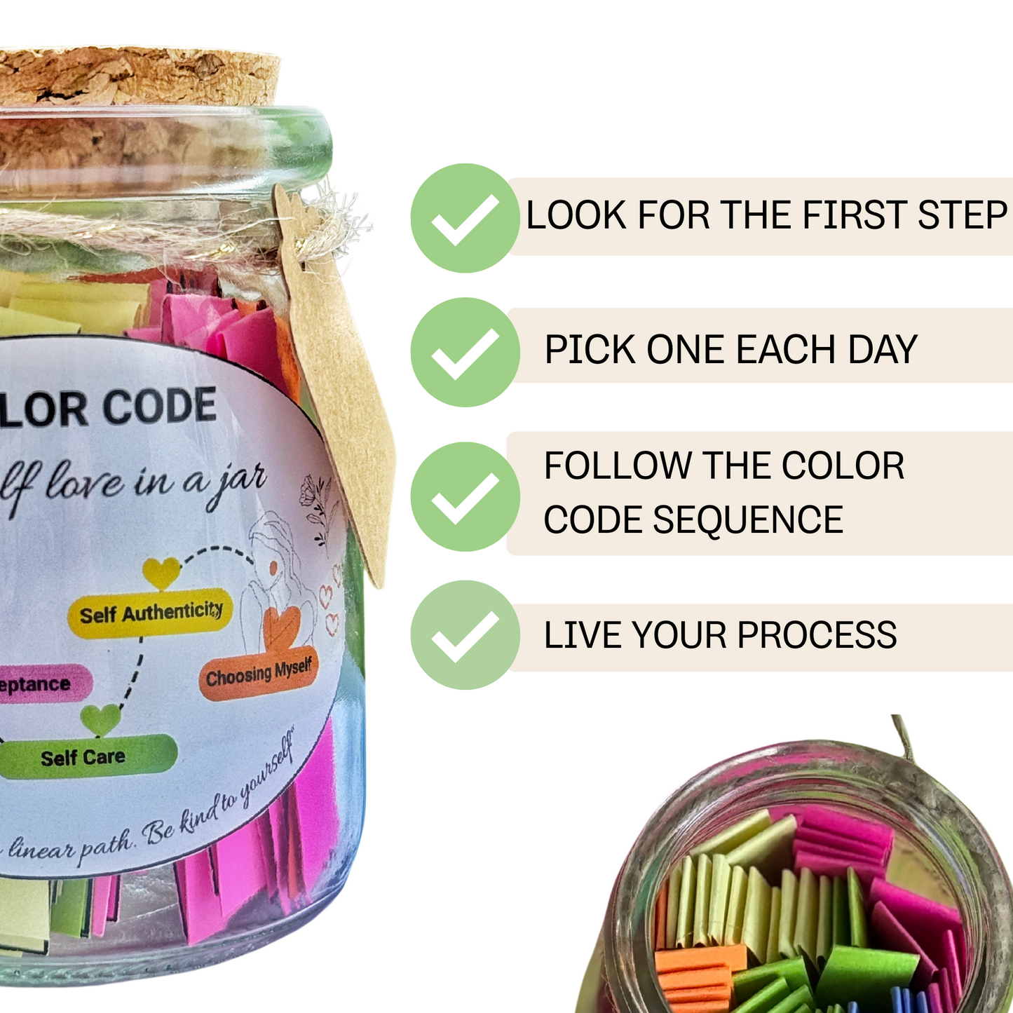 60 Color Code Steps to Self Love in a Jar